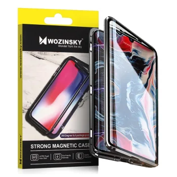 Wozinsky Full Magnetic vāciņš tālrunim Vivo X60 ar abpusēju stiklu, melns un caurspīdīgs
