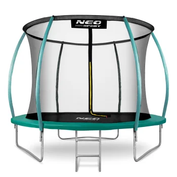 Dārza batuts Neo-Sport 312 cm (10 ft) ar iekšējo tīklu un kāpnēm, Zaļš