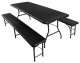 Folding Garden Picnic Household Table + 2 Benches, 180x74x74 cm, Black