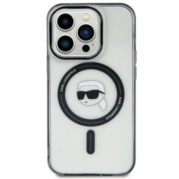 Karl Lagerfeld iPhone 15 vāciņš IML Karl`s Head MagSafe, caurspīdīgs / melns