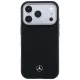 Mercedes Leather Semi Wrap Wood Effect MagSafe vāciņš iPhone 17 Pro, Melns