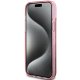 Guess iPhone 15 Plus / 14 Plus vāciņš Liquid Glitter Gold Stripes, rozā