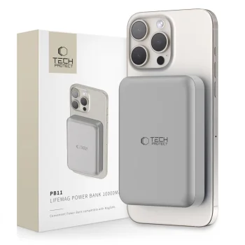 Tech-Protect PB11 LifeMag MagSafe ārējais akumulators 10000 mAh, titāna