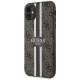Guess iPhone 11 / XR vāciņš 4G Printed Stripes MagSafe, brūns