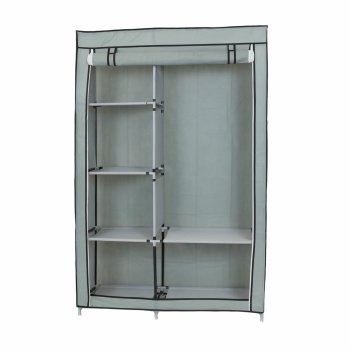 Portable Closet Wardrobe Freestanding Clothes Organizer with Shelves, Grey