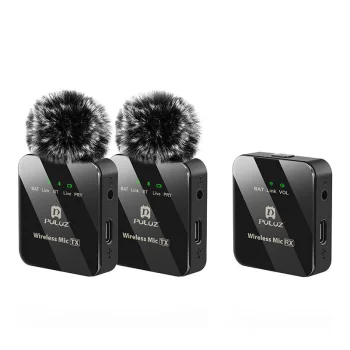 Беспроводной петличный микрофон PULUZ PU3154B 2 TX + 1 RX