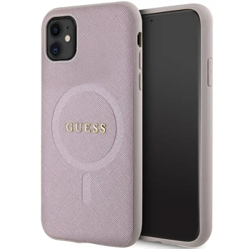 Guess iPhone 11 / XR vāciņš Saffiano MagSafe, rozā