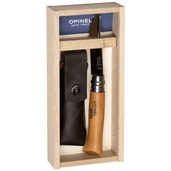 Складной нож Opinel No. 08 Carbon с чехлом в деревянной коробке