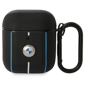 BMW Leather Color Lines maciņš Apple AirPods 1 / 2 Melns
