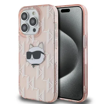 Karl Lagerfeld iPhone 14 Pro Max vāciņš IML Choupette Head & Monogram, rozā