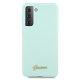 Чехол Guess для Samsung Galaxy S21+ Silicone Script Metal Logo, синий