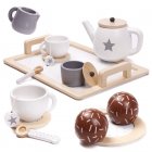 Bērnu Koka Kafijas Rotaļu Spēļu Trauku Komplekts, Tējas Servīze | Kids Toy Coffee Tea Wooden Set Kitchen Pretend Play Accessory Kit