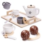 Kids Toy Coffee Tea Wooden Set Kitchen Pretend Play Accessory Kit