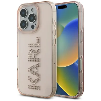 Karl Lagerfeld IML Rhinestones Logo vāciņš iPhone 16 Pro, Rozā