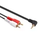 Maclean MCTV-824 Mini Jack 3.5mm uz 2RCA leņķa kabelis, 1m, Melns