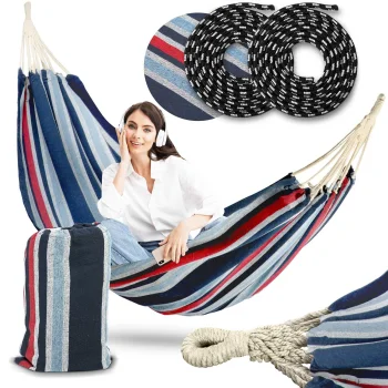 Divvietīgs dārza šūpuļtīkls Sofotel Malaga, zils/sarkans | Double Garden Hammock