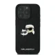 Karl Lagerfeld iPhone 16 Pro Max vāciņš Monogram Karl & Choupette Head Pin, melns