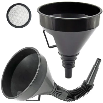 Fuel and Oil Funnel with Strainer and Flexible Hose, 14.5cm