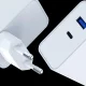3Mk Protection FlowPower 45W sienas lādētājs, USB-A / USB-C, Balts