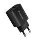 Wozinsky WGWCB USB-A USB-C 20W tīkla lādētājs, melns