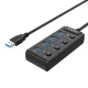 Orico USB 3.0. Hub with switches, 5x USB (black)