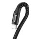 USB - Lightning kabelis Baseus Fish Eye Spring 1m 2A Melns