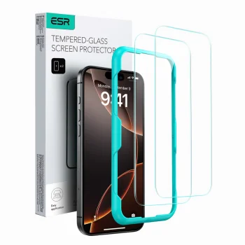 ESR Tempered Glass for iPhone 16 (2-Pack), Transparent