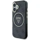Guess IML Metal Glitter 4G Circle Triangle MagSafe vāciņš Apple iPhone 16, Melns