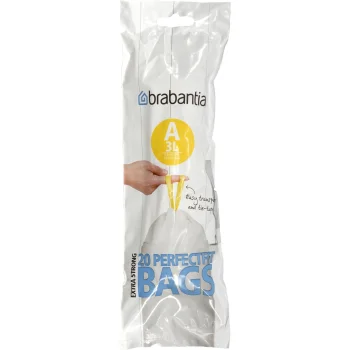 Мешки для мусора Brabantia PerfectFit Type A с затяжками, 3 л, 20 шт., белые