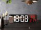 Digitālais LED pulkstenis ar modinātāju, termometru un spoguļa ekrānu, USB, melns