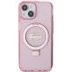 Guess Ring Stand Script Glitter MagSafe apvalks iPhone 15 - rozā krāsā | case for pink