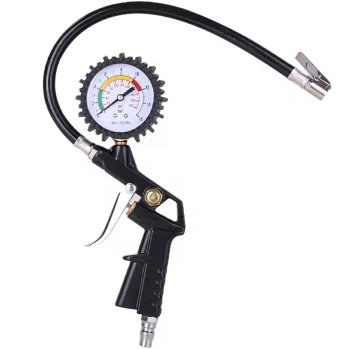 Wheel inflation gun pressure gauge