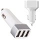 Car Charger with 3x USB Ports (1.1A, 2.1A, 3.1A), White/Silver