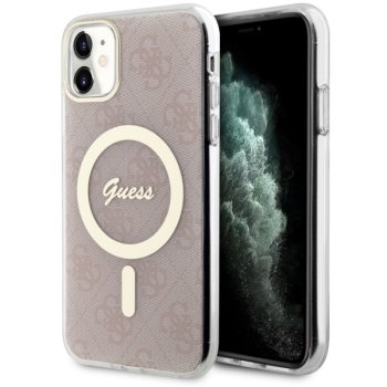 Guess iPhone 11 vāciņš IML 4G Gold Stripe, rozā