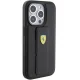 Ferrari iPhone 15 Pro vāciņš Grip Stand Metal Logo, melns