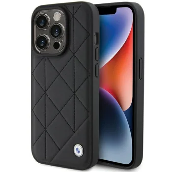Чехол BMW для iPhone 15 Pro Max Leather Quilted, черный