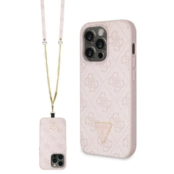 Чехол Guess для iPhone 15 Pro Crossbody 4G Metal Logo, розовый