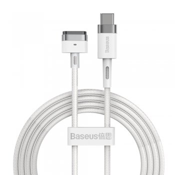 Baseus Zinc Angular Magnetic Power Cable for Apple MacBook USB Type C 60W 2m, White | Lādētājvads Datoram MacBook