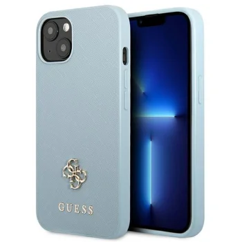 Guess Saffiano 4G Small Metal Logo vāciņš iPhone 13 - Zils