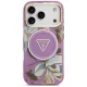 Guess IML Glitter Flowers Triangle MagSafe vāciņš iPhone 17 Pro Max – violets | Phone Case Cover