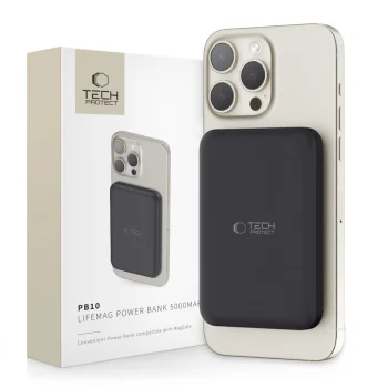 Tech-Protect LifeMag PB10 ārējais akumulators 5000mAh ar MagSafe, melns