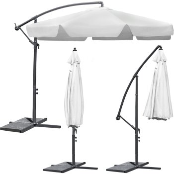 Salokāms dārza lietussargs, saulessargs, 6 segmentu, pelēks, 300cm | Folding Garden Umbrella