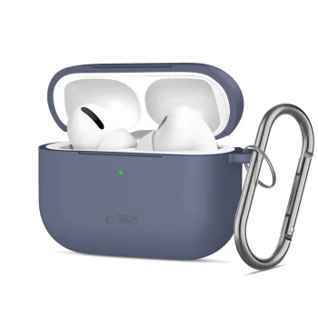 Austiņu maciņš Tech-Protect Silicone Hook priekš AirPods Pro ar karabīni, zils