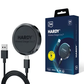 Aksesuāri - 3mk Hardy bezvadu lādētājs 2v1 15W melns | Accessories Wireless Charger 2in1 Black