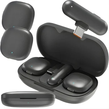 Беспроводной петличный микрофон 2 шт. с приемником USB-C и зарядным...