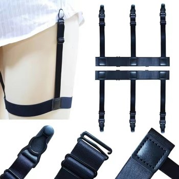 Diskrētas krekla turēšanas siksnas ar regulējamu jostu, melnas