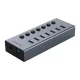 Orico BT2U3-7AB USB centrmezgls ar 7x USB-A 3.0 portiem un slēdžiem, pelēks