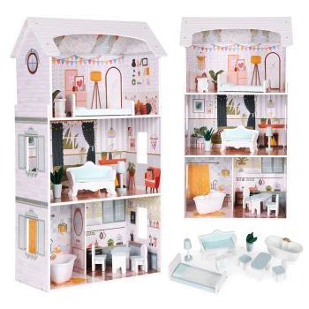 Кукольный домик Ecotoys Alice, 3 этажа, 9 предметов мебели