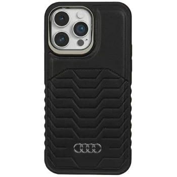Audi iPhone 14 Pro Case Synthetic Leather MagSafe, Black