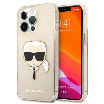Apple iPhone 14 Pro Max 6.7" Karl Lagerfeld Glitter Karl Head Case Cover (KLHCP13XKHTUGLGO), Gold